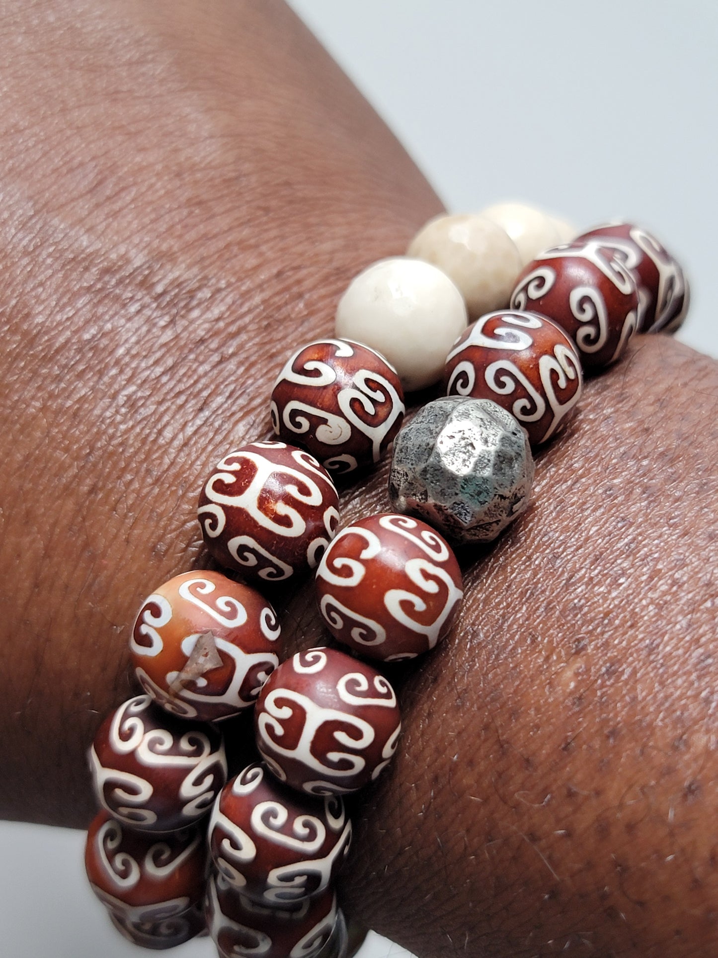 Matte Tibetan Agate Riverstone 2-pc Men’s Set