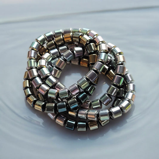 Electro AI Inspired Electroplated Hematite Unisex Stak Bracelet Set