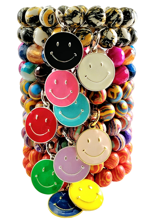 The Smilies Enamel Charm Mixed Stones Single Bracelet